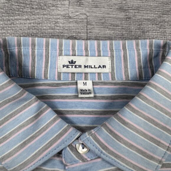 Peter Millar Summer Comfort Polo M Denton Country Club DCC Striped Blue Preppy - Picture 4 of 9